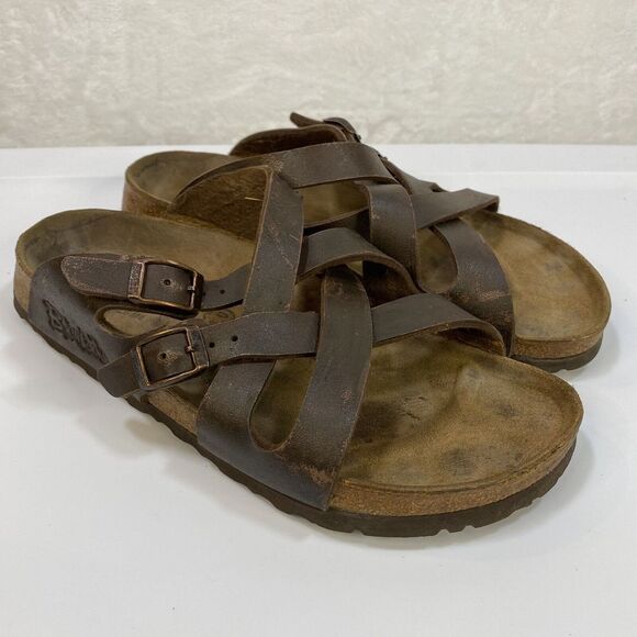 Birki's Birkenstock Sandals 37 US L6 Narrow Mocha Calais Two‎ Strap Sandals - Picture 1 of 13